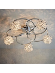 Gallery Home Chrome 5 Light Flush Lila Flush Ceiling Light - Image 1 of 7