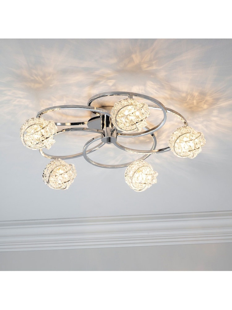 Gallery Home Chrome 5 Light Flush Lila Flush Ceiling Light - Image 2 of 7