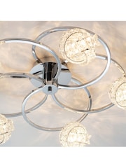 Gallery Home Chrome 5 Light Flush Lila Flush Ceiling Light - Image 5 of 7