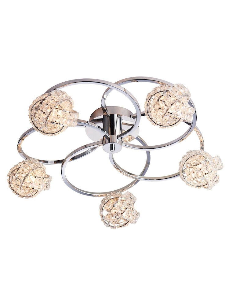 Gallery Home Chrome 5 Light Flush Lila Flush Ceiling Light - Image 7 of 7