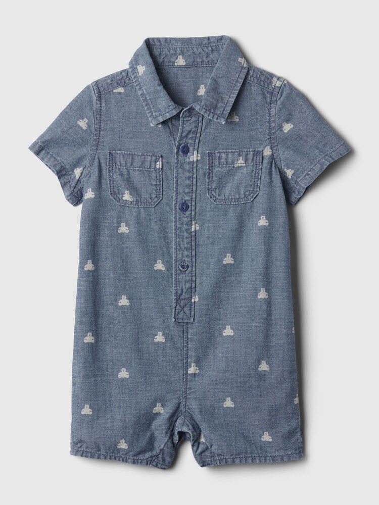 Gap Blue Denim Shirt Romper (Newborn-24mths) - Image 1 of 2
