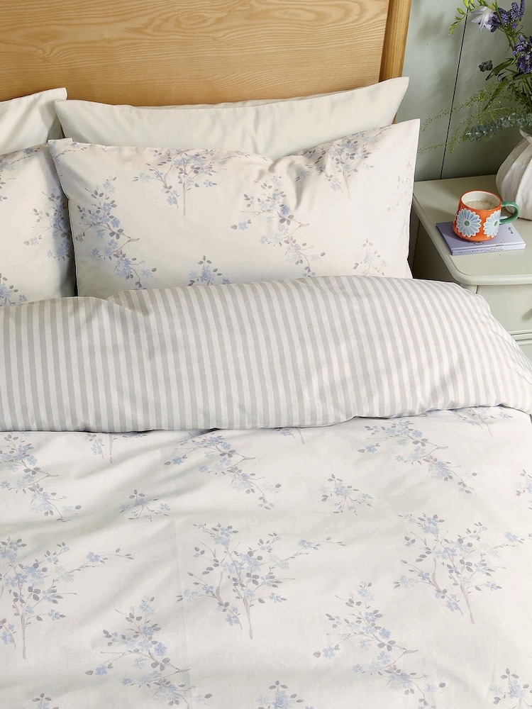Helena Springfield Powder Blue Blossom Floral Duvet Cover & Pillowcase Set - Image 1 of 6