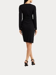 Lauren Ralph Lauren Black Ruched Stretch Jersey Surplice Dress - Image 5 of 9