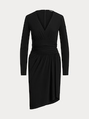 Lauren Ralph Lauren Black Ruched Stretch Jersey Surplice Dress - Image 9 of 9