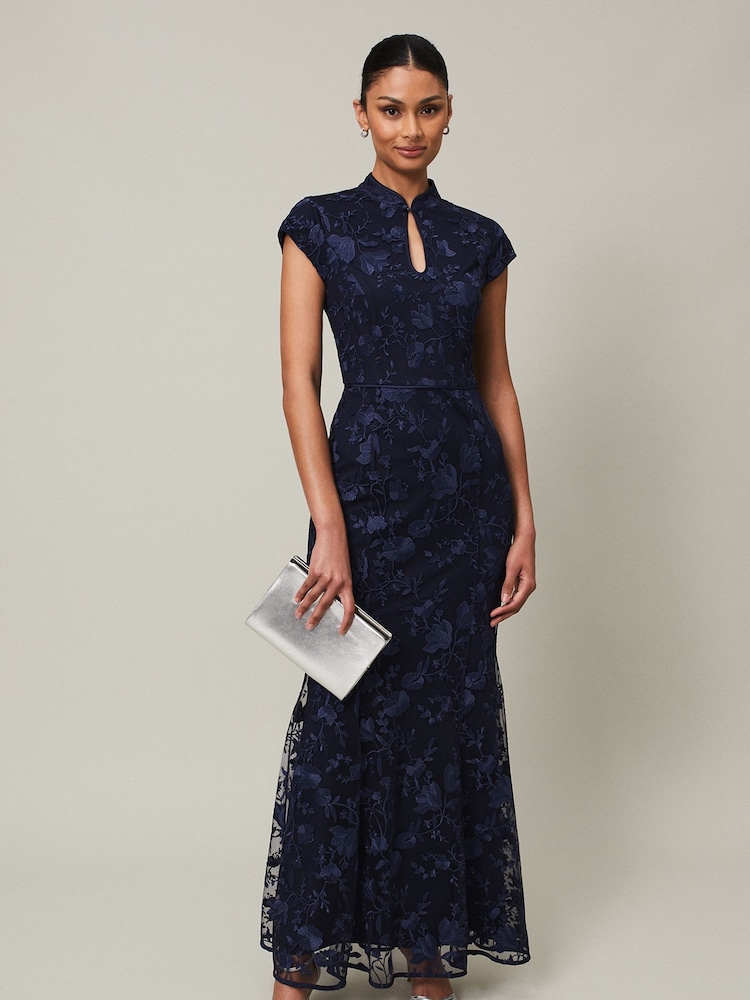 Phase Eight Blue Sofia Embroidered Maxi Dress - Image 1 of 7