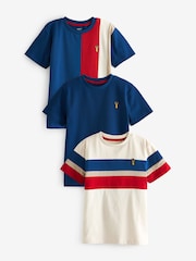 Red/Blue Textured Colourblock 100% Cotton T-Shirts 3 Pack (3-16yrs) - Image 1 of 6