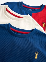 Red/Blue Textured Colourblock 100% Cotton T-Shirts 3 Pack (3-16yrs) - Image 6 of 6