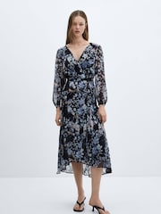 Mango Black Flowy Flower Printed Dress - Image 1 of 6