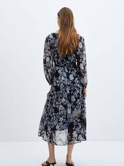 Mango Black Flowy Flower Printed Dress - Image 2 of 6