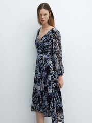 Mango Black Flowy Flower Printed Dress - Image 3 of 6