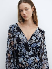 Mango Black Flowy Flower Printed Dress - Image 4 of 6