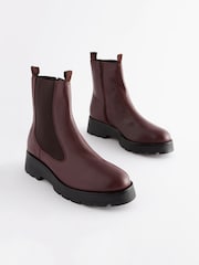 Burgundy Red Extra Wide Fit Forever Comfort® Leather Chunky Sole Chelsea Boots - Image 1 of 6