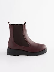 Burgundy Red Extra Wide Fit Forever Comfort® Leather Chunky Sole Chelsea Boots - Image 2 of 6