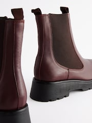 Burgundy Red Extra Wide Fit Forever Comfort® Leather Chunky Sole Chelsea Boots - Image 3 of 6