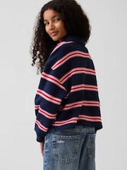 Marineblå og rosa striper - Gap Oversized Boxy Polo Genser (4–13år) - Bilde 4 av 6