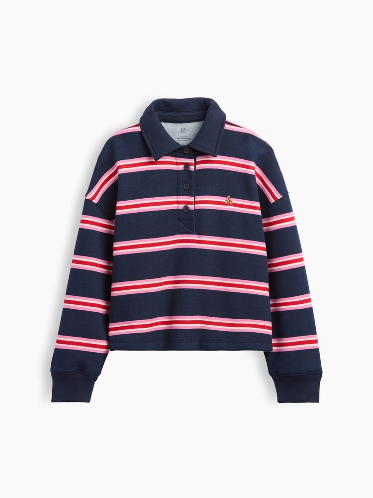 Marineblå og rosa striper - Gap Oversized Boxy Polo Genser (4–13år) - Bilde 6 av 6