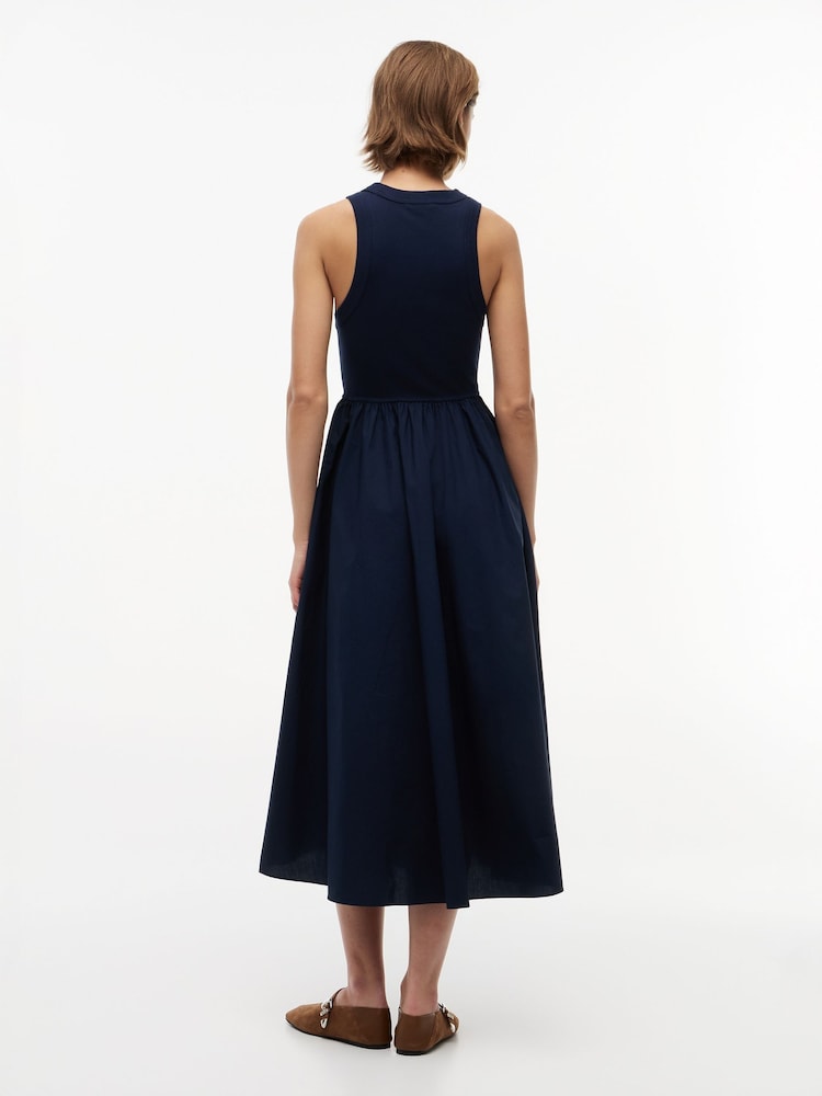 Tommy Jeans Blue Slim Sleeveless Poplin Maxi Dress - Image 2 of 5