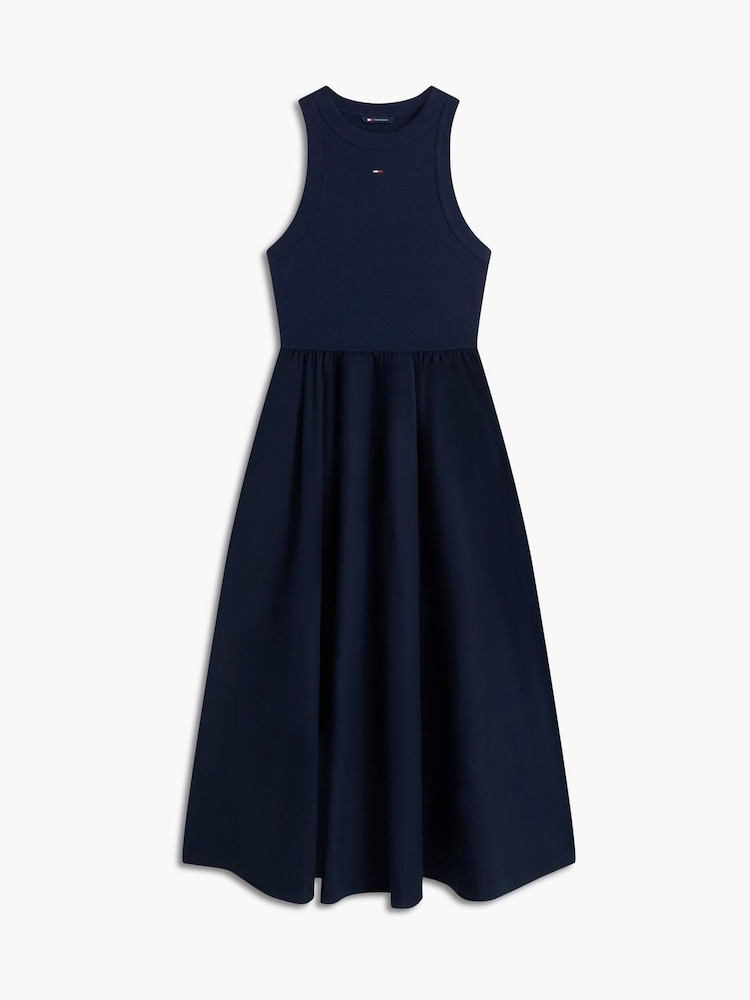Tommy Jeans Blue Slim Sleeveless Poplin Maxi Dress - Image 5 of 5