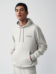 Grey Marl Burgundy Logo Hoodie - Image 1 of 4