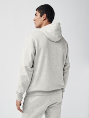 Grey Marl Burgundy Logo Hoodie - Image 2 of 4
