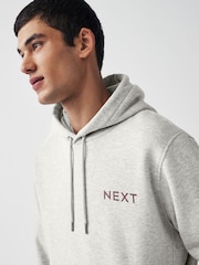 Grey Marl Burgundy Logo Hoodie - Image 3 of 4