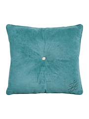 Ted Baker Teal Tb Cotton Velvet Button Cushion - Image 4 of 4