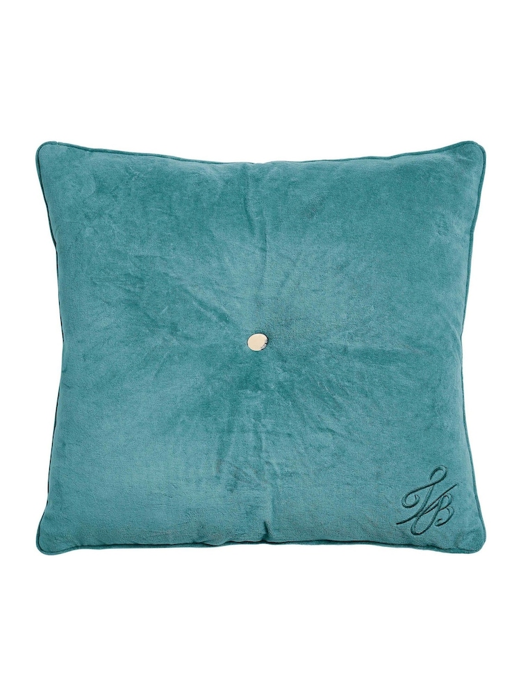 Ted Baker Teal Tb Cotton Velvet Button Cushion - Image 4 of 4 Ted Baker Teal Tb Cotton Velvet Button Cushion - Image 4 of 4
