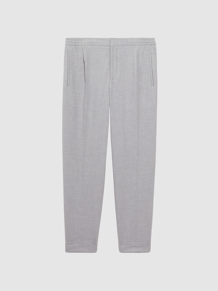 Reiss Soft Grey Berry Seersucker Elasticated Trousers - Image 2 of 4