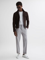 Reiss Soft Grey Berry Seersucker Elasticated Trousers - Image 4 of 4