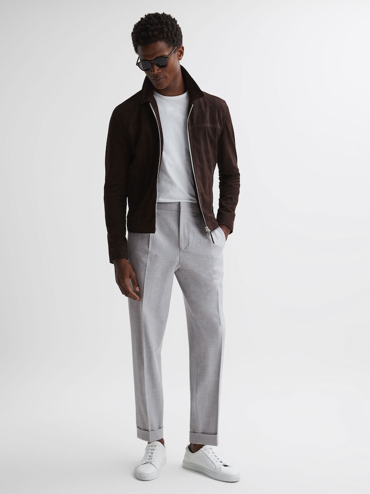 Reiss Soft Grey Berry Seersucker Elasticated Trousers - Image 4 of 4