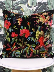 Riva Paoletti Black Paradise Velvet Polyester Filled Cushion - Image 1 of 3