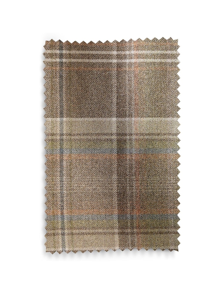 Green/Natural Brushed Check Super Thermal Eyelet Curtains - Image 6 of 6 Green/Natural Brushed Check Super Thermal Eyelet Curtains - Image 6 of 6