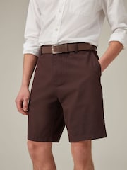 Burgundy Red Belted Chino Shorts - Image 1 of 9