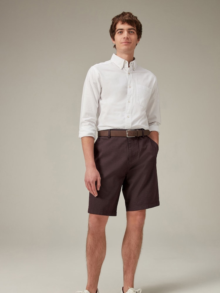 Burgundy Red Belted Chino Shorts - Image 2 of 9