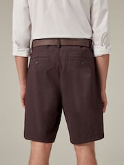 Burgundy Red Belted Chino Shorts - Image 3 of 9