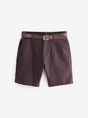 Burgundy Red Belted Chino Shorts - Image 5 of 9