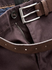 Burgundy Red Belted Chino Shorts - Image 6 of 9