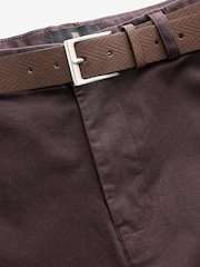 Burgundy Red Belted Chino Shorts - Image 7 of 9