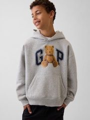 Gap Grey Vintage Soft Brannan Bear Logo Hoodie (4-13yrs) - Image 1 of 5