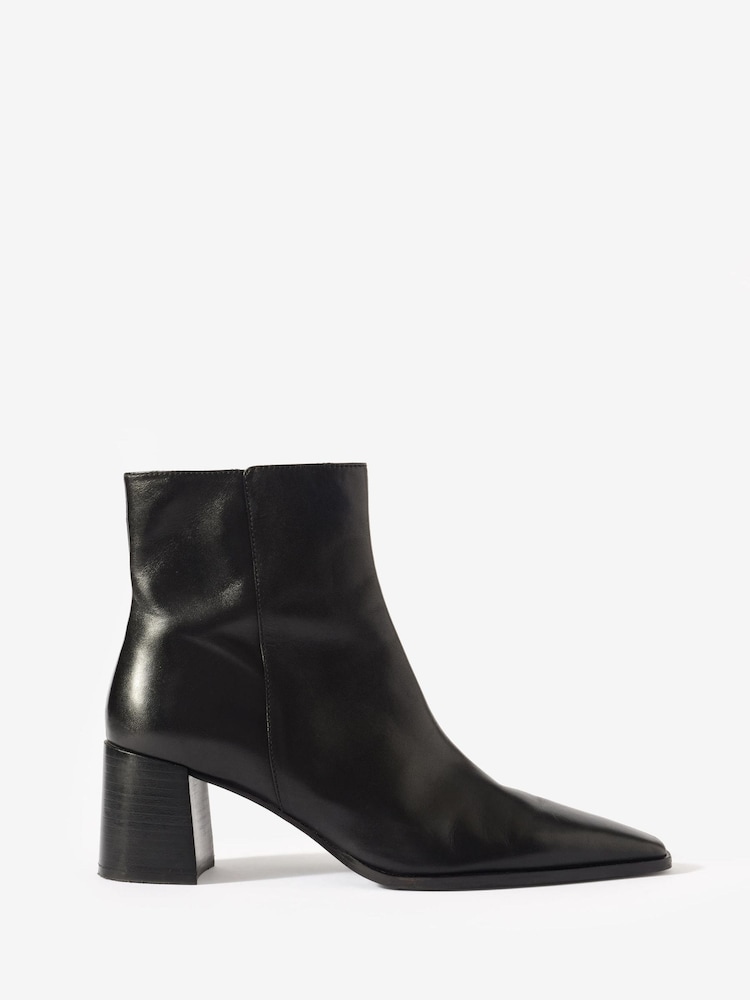 Mint Velvet Black Tilda Leather Block Heel Boots - Image 2 of 5 Mint Velvet Black Tilda Leather Block Heel Boots - Image 2 of 5