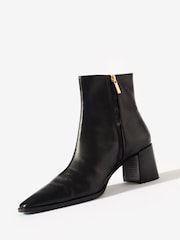 Mint Velvet Black Tilda Leather Block Heel Boots - Image 3 of 5