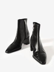 Mint Velvet Black Tilda Leather Block Heel Boots - Image 4 of 5