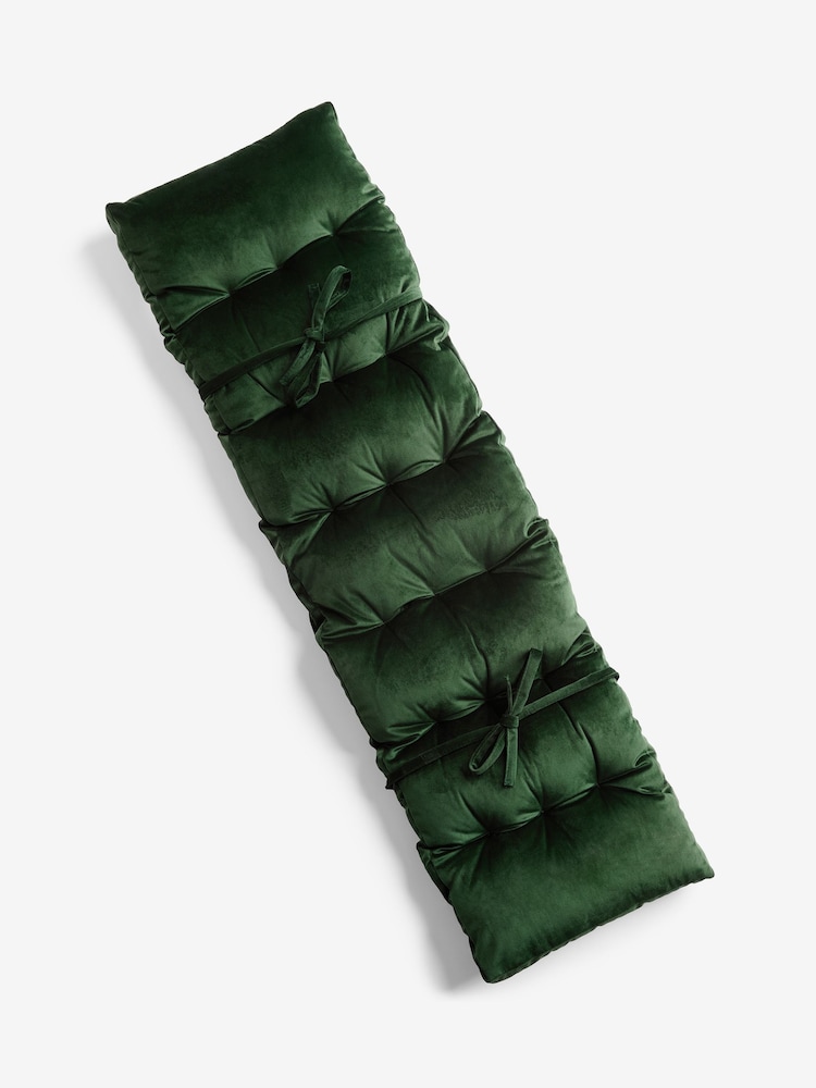 Olive Green Velvet Padded Bench Cushion - Image 5 of 5