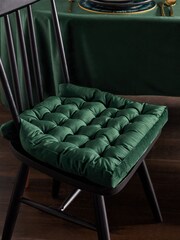 Green Velvet Padded and Bench Seat Cushion Cushions - Image 1 of 3