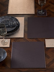 Set of 4 Bronze Reversible Faux Leather Placemats and Coasters - Image 1 of 3