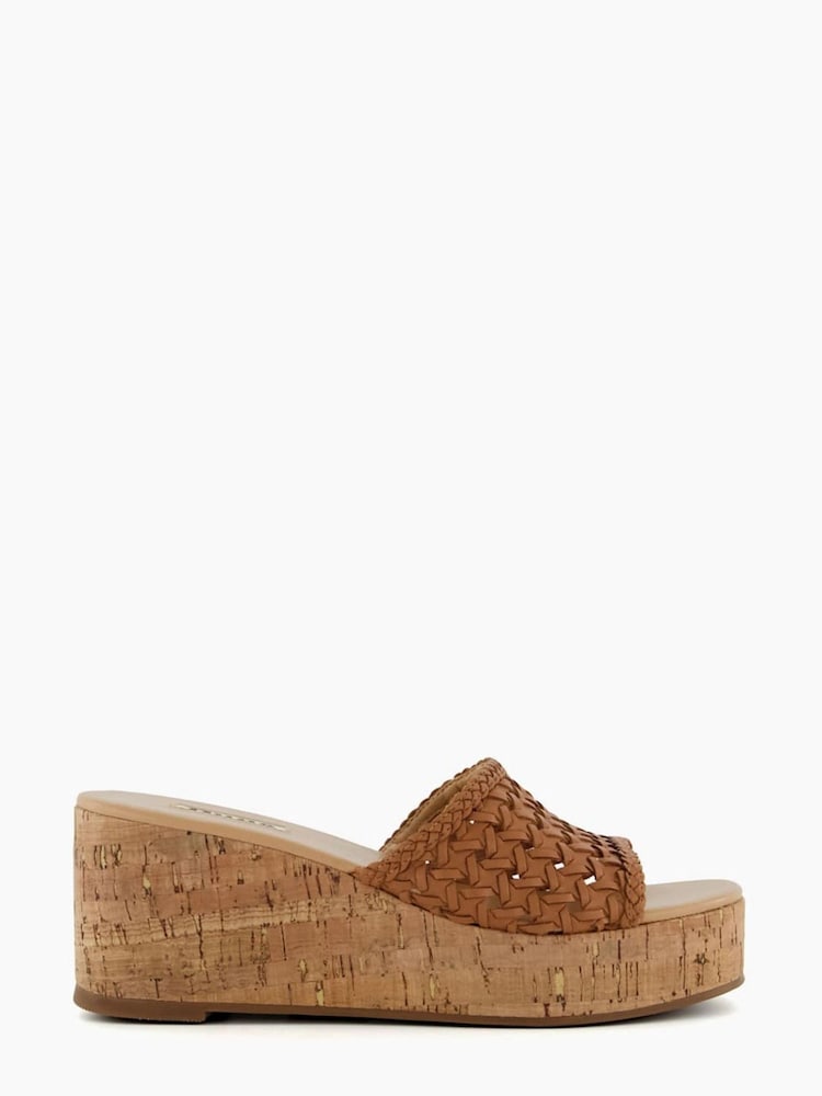 Dune London Katey Brown Lattice Mule Wedges - Image 1 of 6