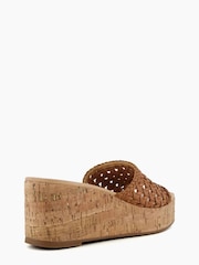 Dune London Katey Brown Lattice Mule Wedges - Image 4 of 6