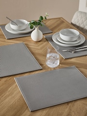 Set of 4 Grey Bronx Textured Faux Leather Placemats - Image 1 of 3