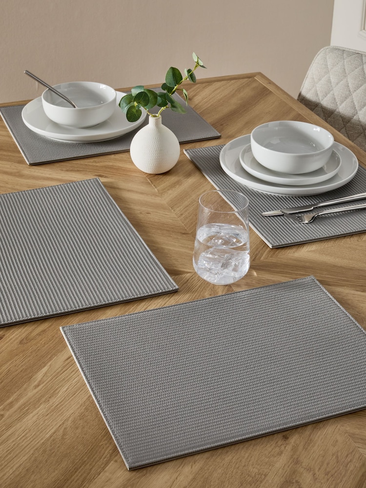 Set of 4 Grey Bronx Textured Faux Leather Placemats - Image 1 of 3