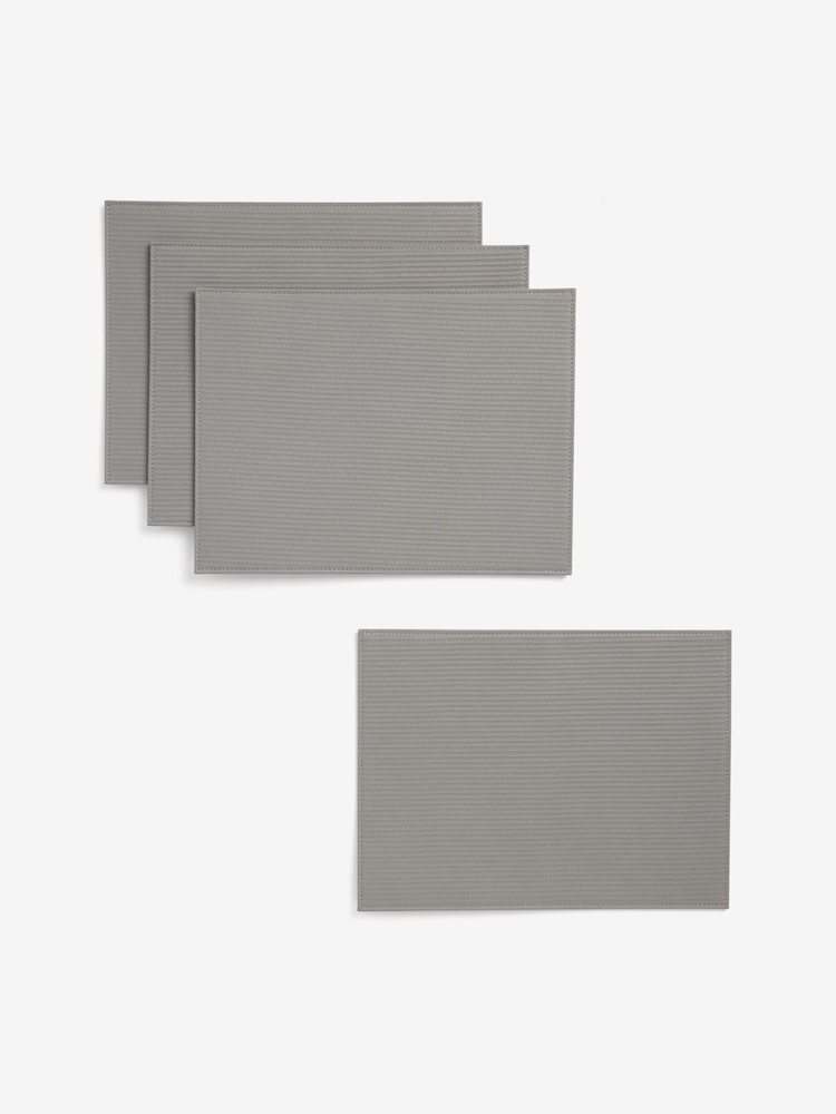 Set of 4 Grey Bronx Textured Faux Leather Placemats - Image 3 of 3